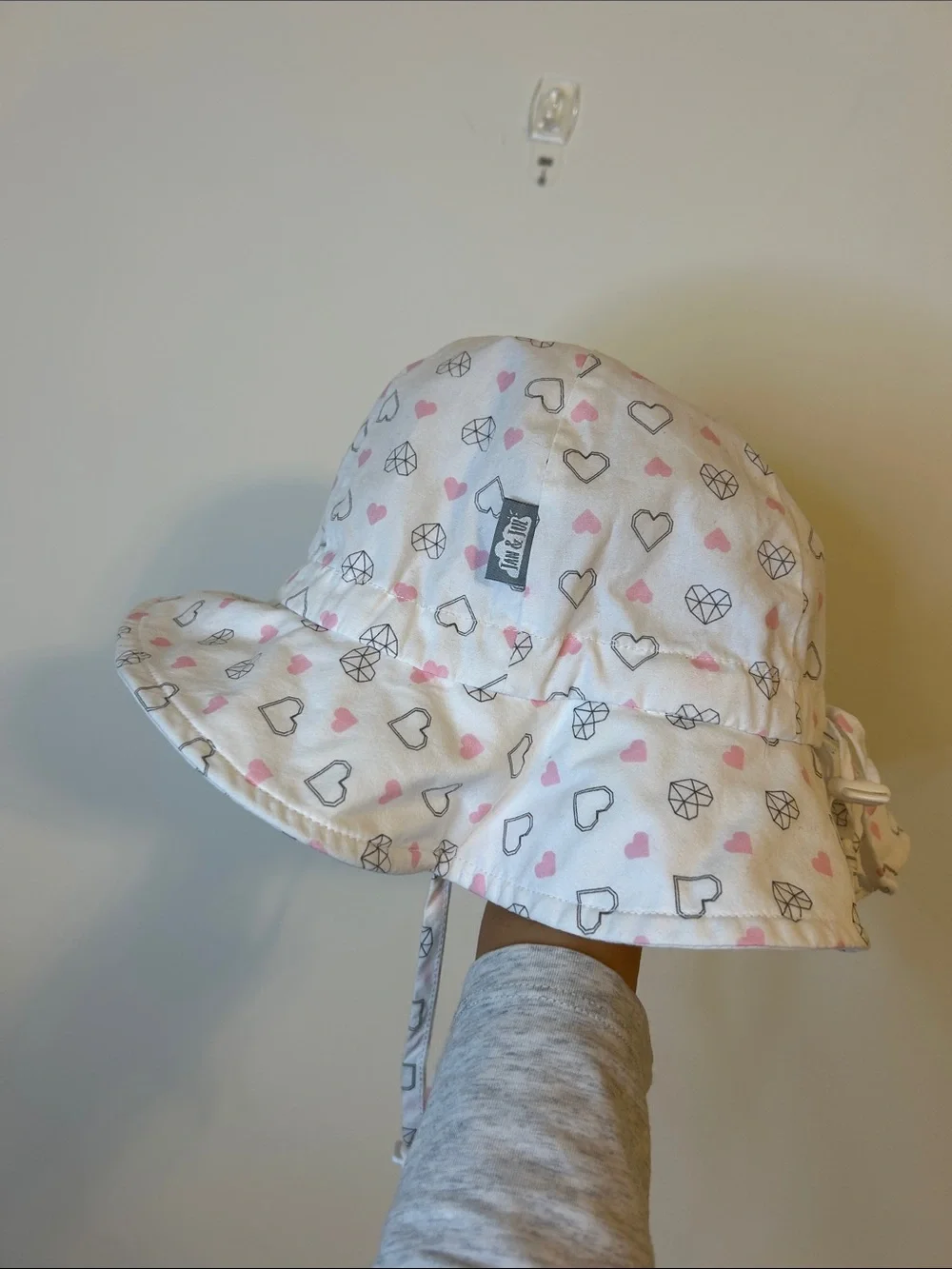 Jan & Jul Baby Floppy Hat UPF 50+ with Pink Geometric Heart Print